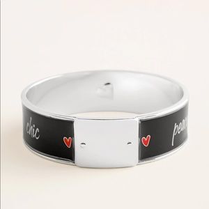 Silvertone Peace Love Chic Cuff Bracelet